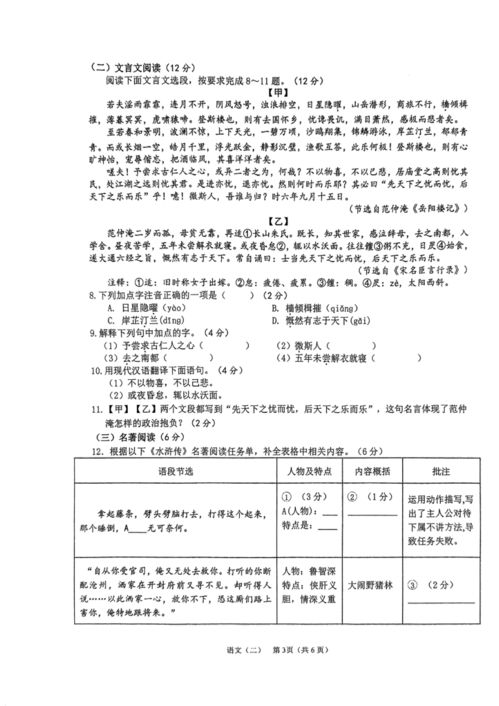 2023年海南省海口市第十四中學集團初中學業(yè)水平模擬考試 二 語文試題 圖片版無答案